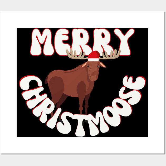 Merry Christmoose - Funny Xmas Moose Wall Art by Souls.Print